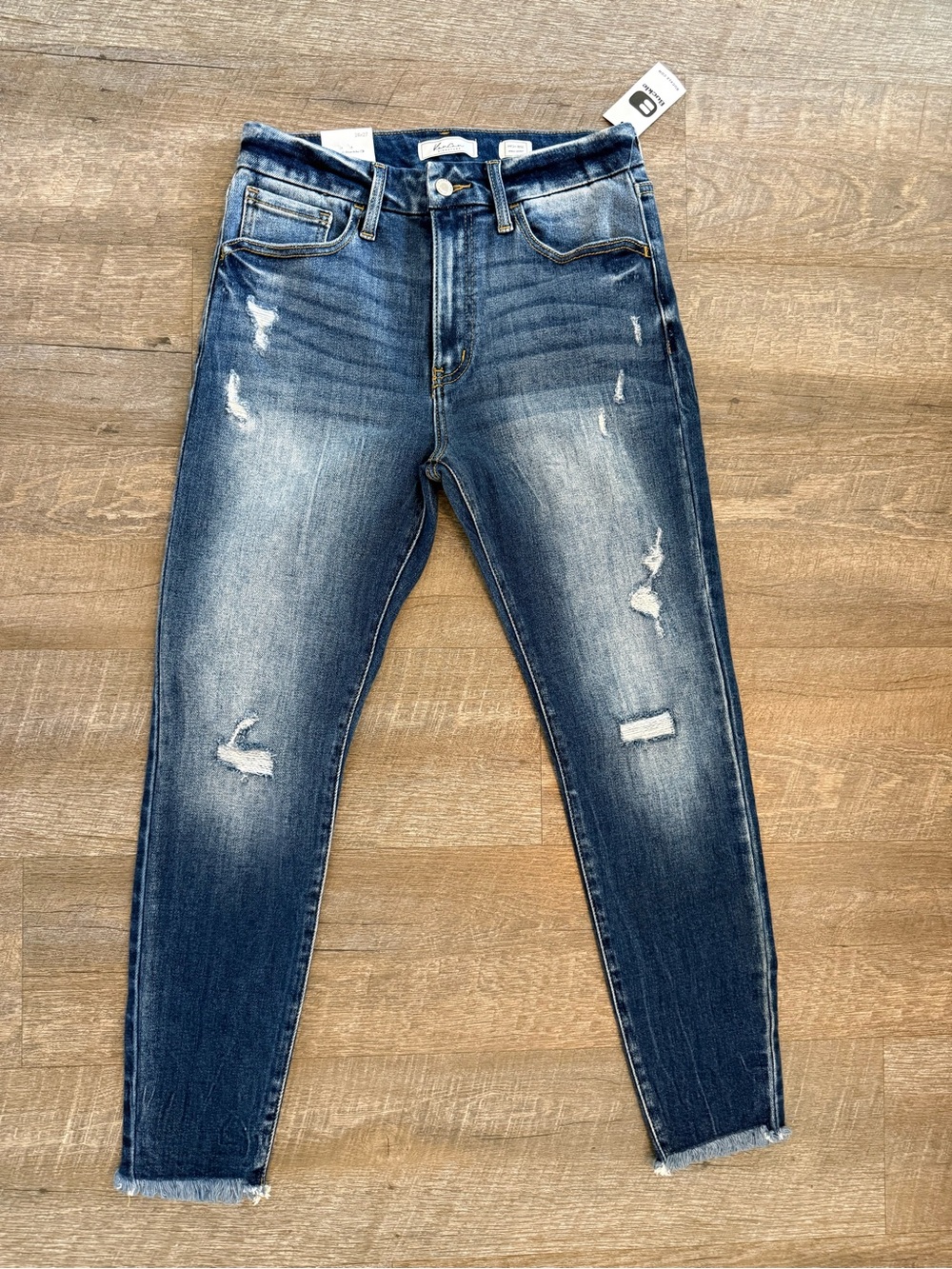 KanCan Signature High Rise Ankle Skinny Jeans NWT Size 28 Distressed Raw Hem